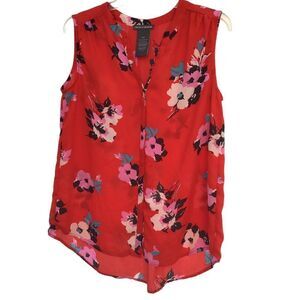 Chelsea & Theodore Women’s Sleeveless Blouse Top Redw/flowers Size S/C